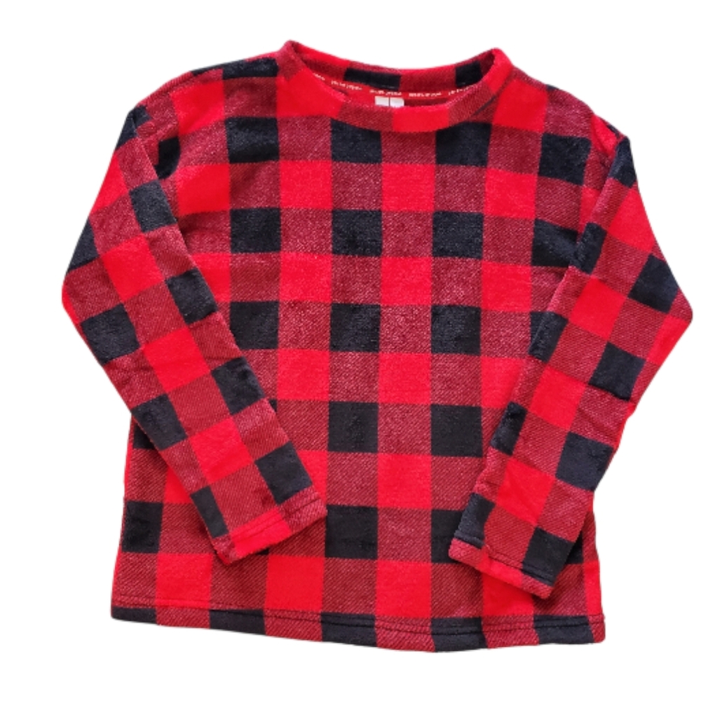 Joyspun Womens Plush Fleece PJ‎ Lounge Shirt Red And Black Plaid Size SMALL